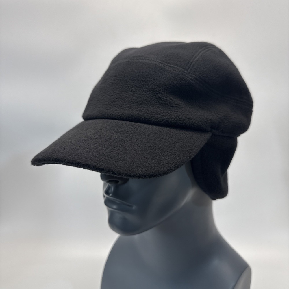 Duluth Shoreline Fleece Ball Cap Women L/XL Black Windproof Earflaps Ponytail